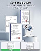 Vista 6 de 2-en-1 para soporte de carga compatible con Magsafe con bloque de carga USB-C PD de 20W y cable, cargador inalámbrico de carga rápida diseñado