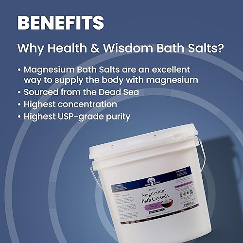 Miniatura 3 de Health and Wisdom Sal de baño de magnesio, escamas de cloruro de magnesio para remojo de baño, concentración de sal de Epsom 4X, fórmula sin