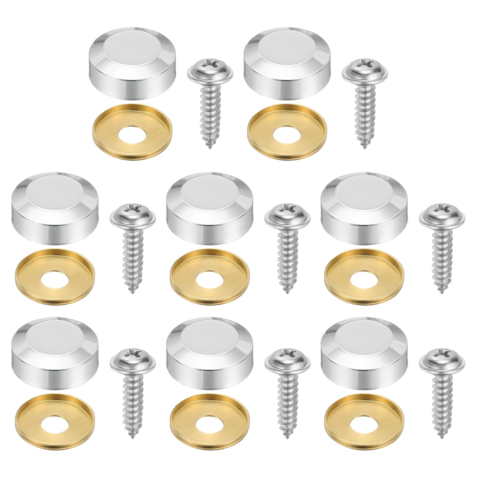 sourcing map 8Pcs Decorative Mirror Screws with Caps, 18mm Alloy Fixing Screw Covers, Mirror Screws Fasteners for Furniture, Crafts, Advertising Hardware, Silver