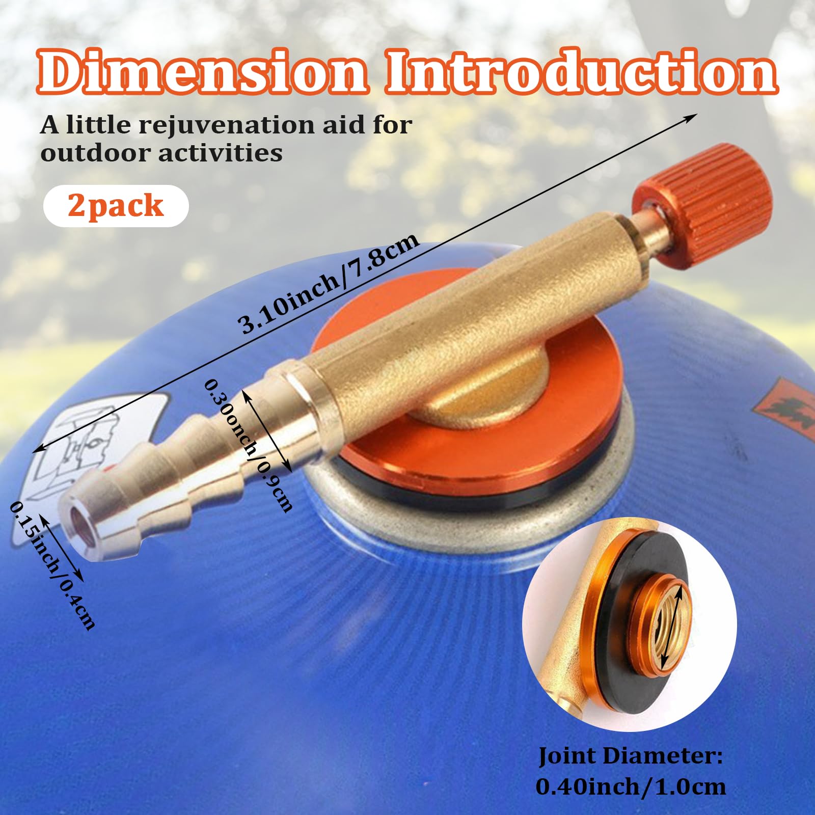 Eastrpupira 2 Pack Outdoor Camping Gas Stove Cylinder Filling Adapter Gas, Small Propane Bottle Refill Adapter, With Small Size Brass Material, for Hiking