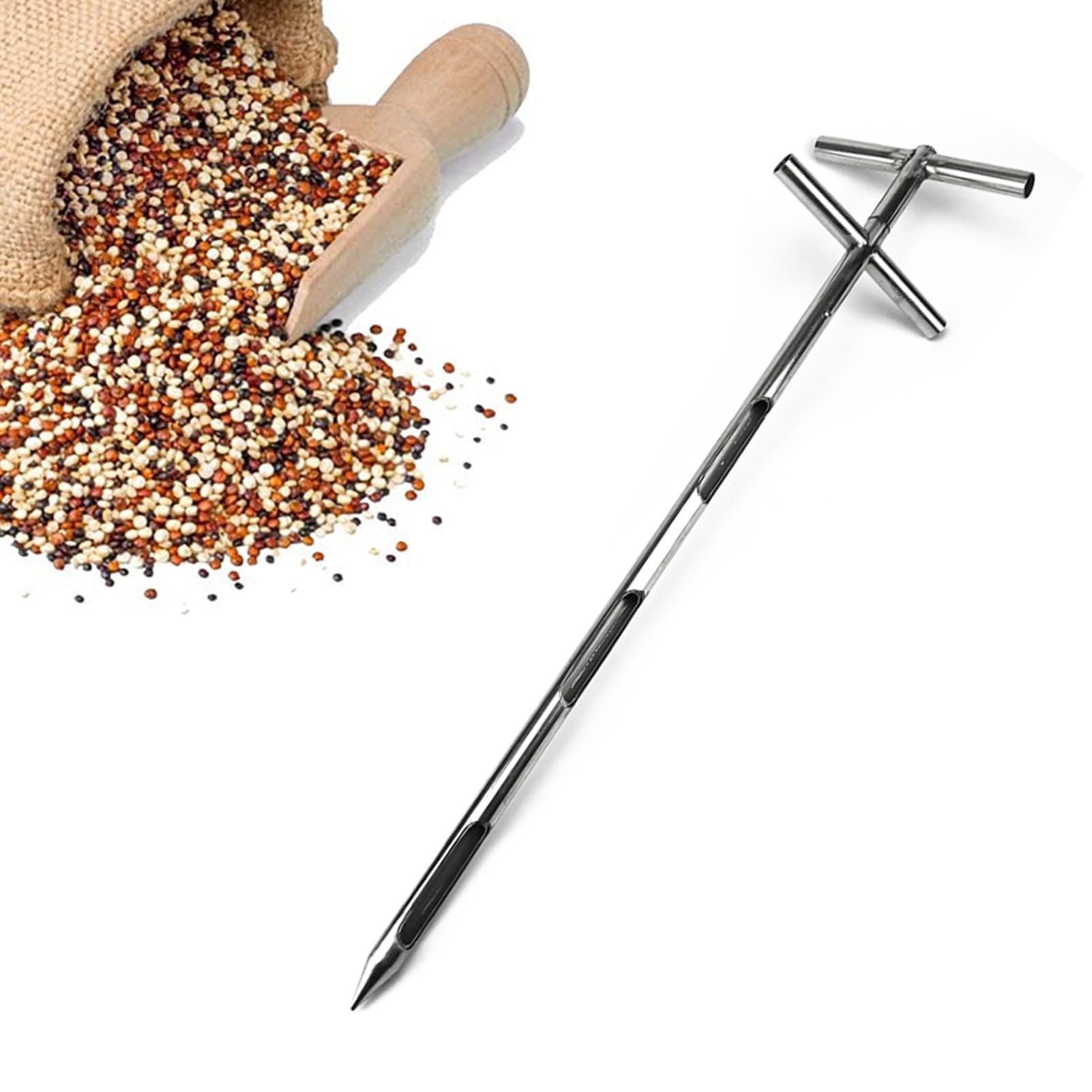 Sonda de muestreo de suelo y polvo de acero inoxidable con 3 ranuras para jardin