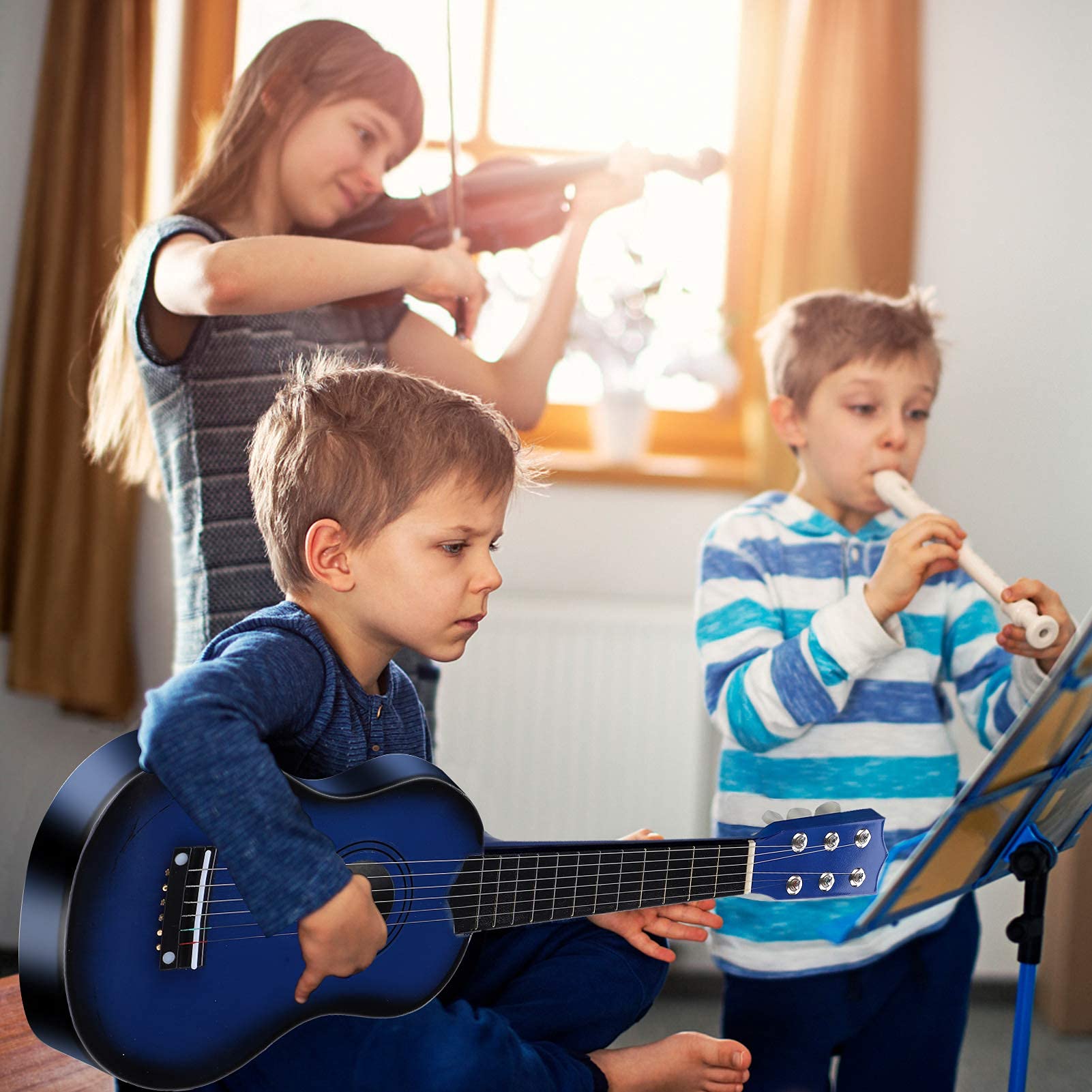 Ukulélé 21 pouces pour enfants débutants, guitare de concert 6 cordes guitare acoustique classique guitare enfants pour enfants adultes débutants