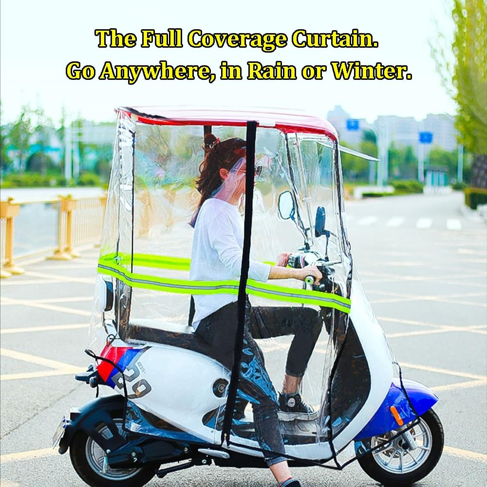 Universal Allwetter Mobility Scooter Regenschutz mit Reflektorstreifen und Aufbewahrungstasche für Elektroroller und Motorräder