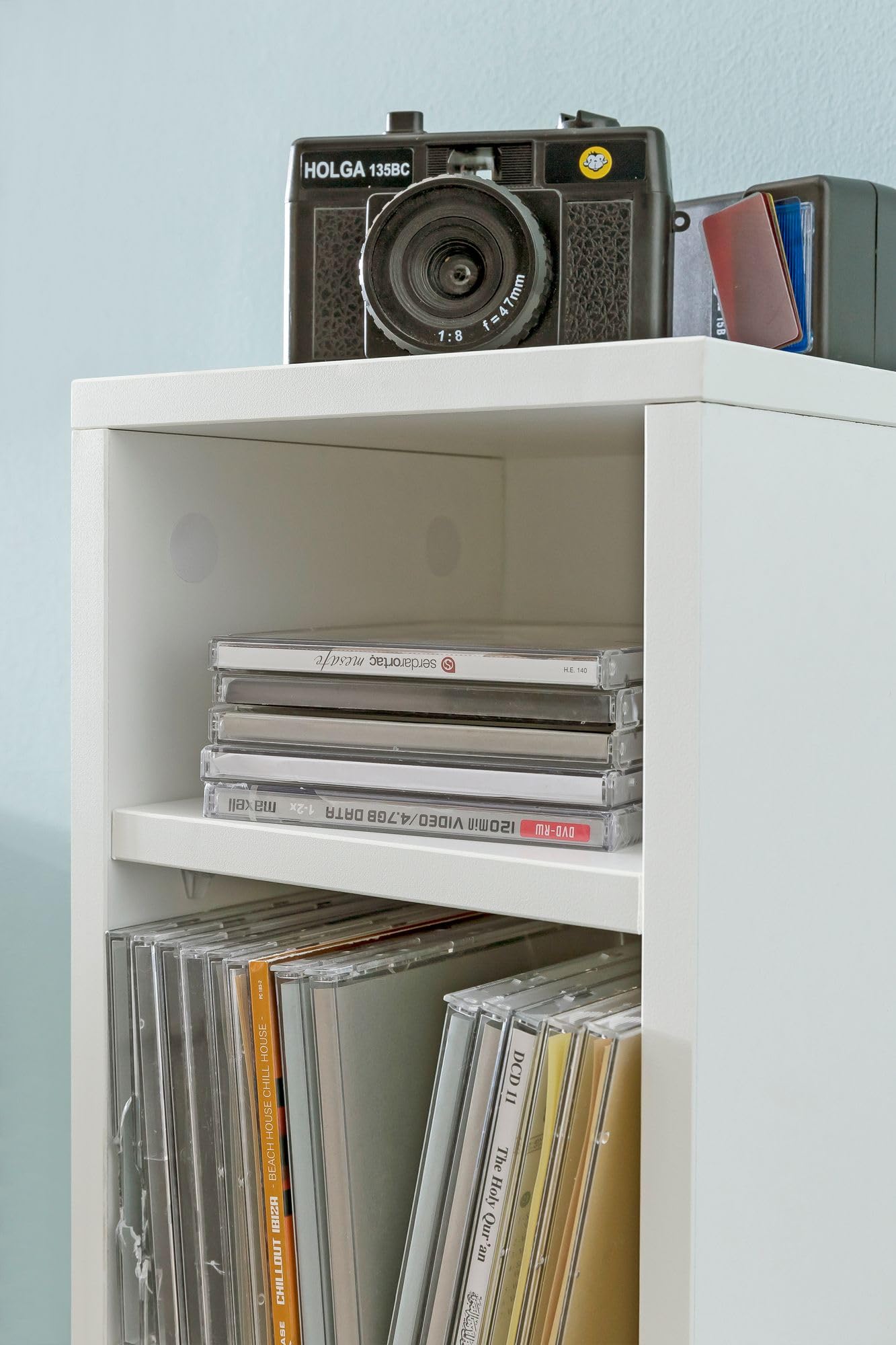 FineBuy Porta CD 21x20x90 cm con 6 Scomparti, Scaffale Stretto | contenimento per CD e DVD, aperto scaffale salvaspazio, libreria per soggiorno e cameretta, essenziale