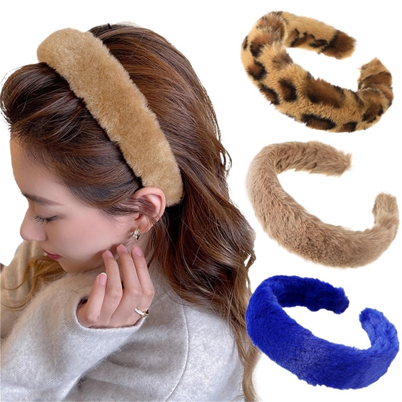 2 stücke Haarbänder Haar Hoop Frauen Elegante Zubehör Stirnbänder Weiche Breiten Kopfbedeckung Mädchen Party Headware Für Damen(Blue)