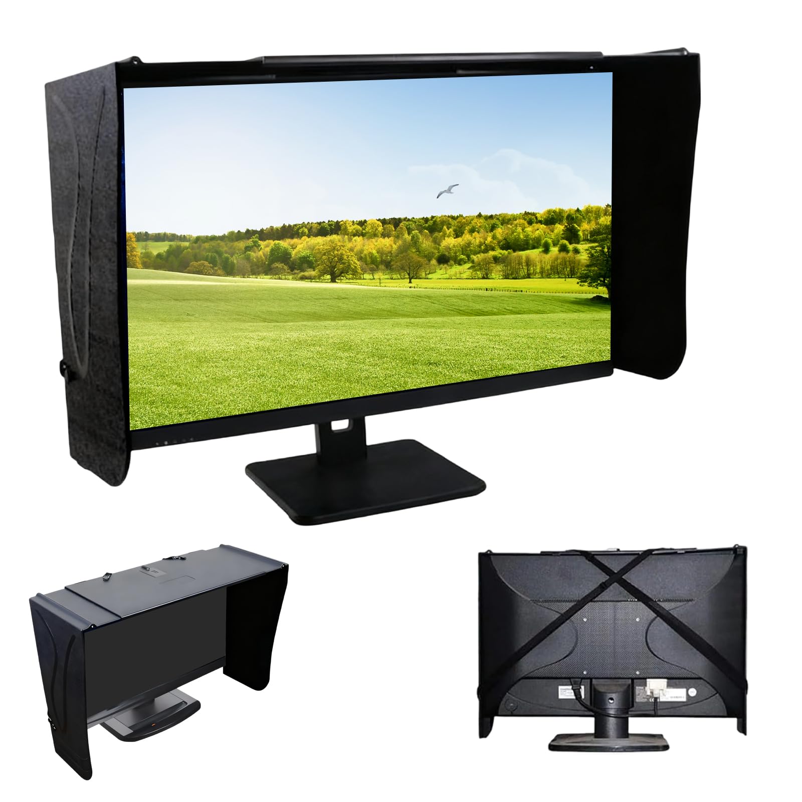 Schermo parasole, 24 – 32 pollici (41 – 71 cm), regolabile, protezione solare per lavoro, protezione dalla luce diffusa e anti-peeping per monitor universale