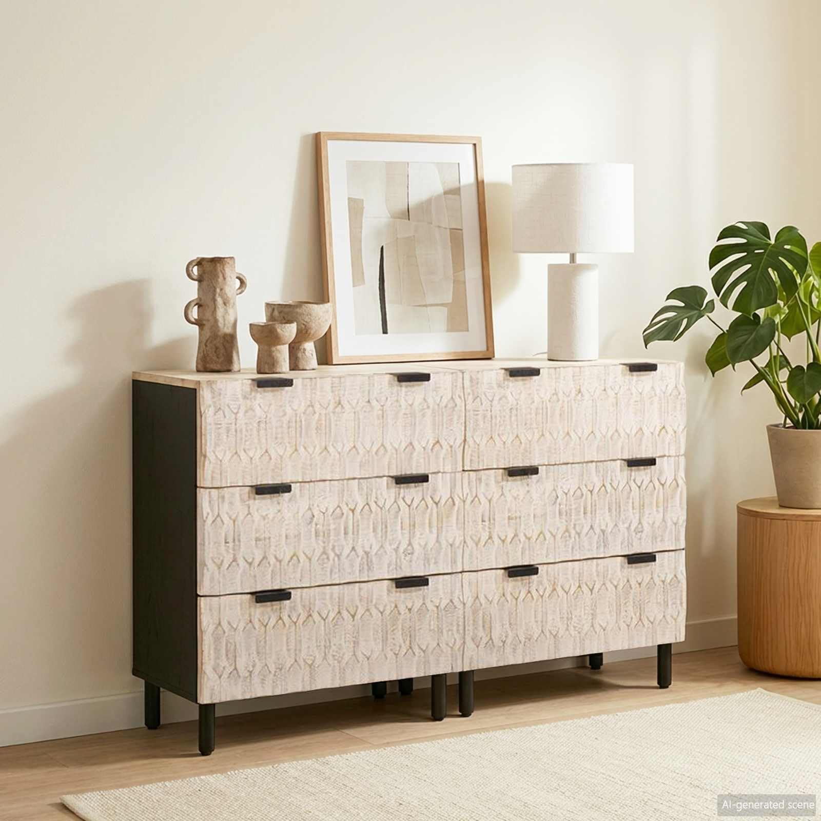 Buffet 2 Pieces 60 x 33 x 75 cm Bois de Manguier Massif