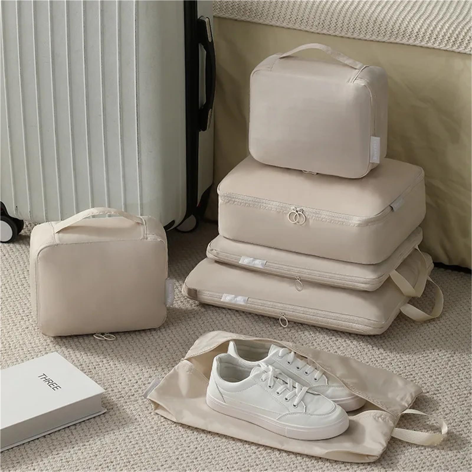 Borsa da viaggio a compressione, borsa portaoggetti for valigie, salvaspazio, for vestiti, asciugamani, scarpe, organizer, impermeabile, pieghevole per Vestiti, Scarpe, Cosmetici(Blue)