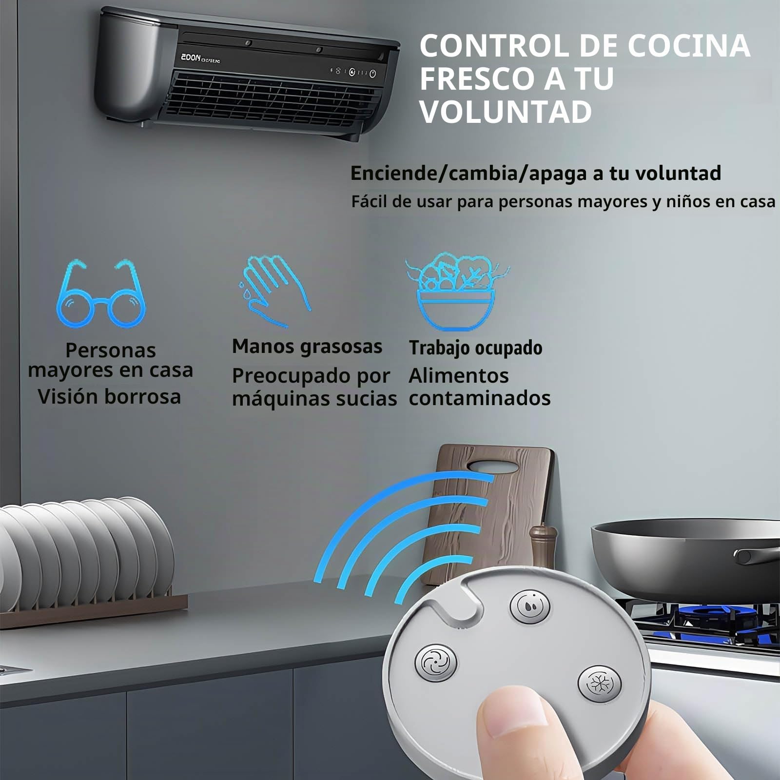Acondicionador de aire portátil de montaje en pared, ventilador de enfriamiento eléctrico recargable con 3 velocidades para dormitorio, oficina, sala de estar, cocina