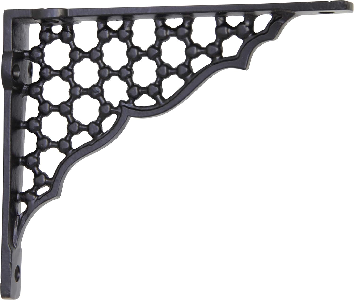 RCH Hardware 8014BLK(S) Small Fancy Decorative Cast Iron Shelf Bracket with Honeycomb Hex Pattern, Matching Screws Included