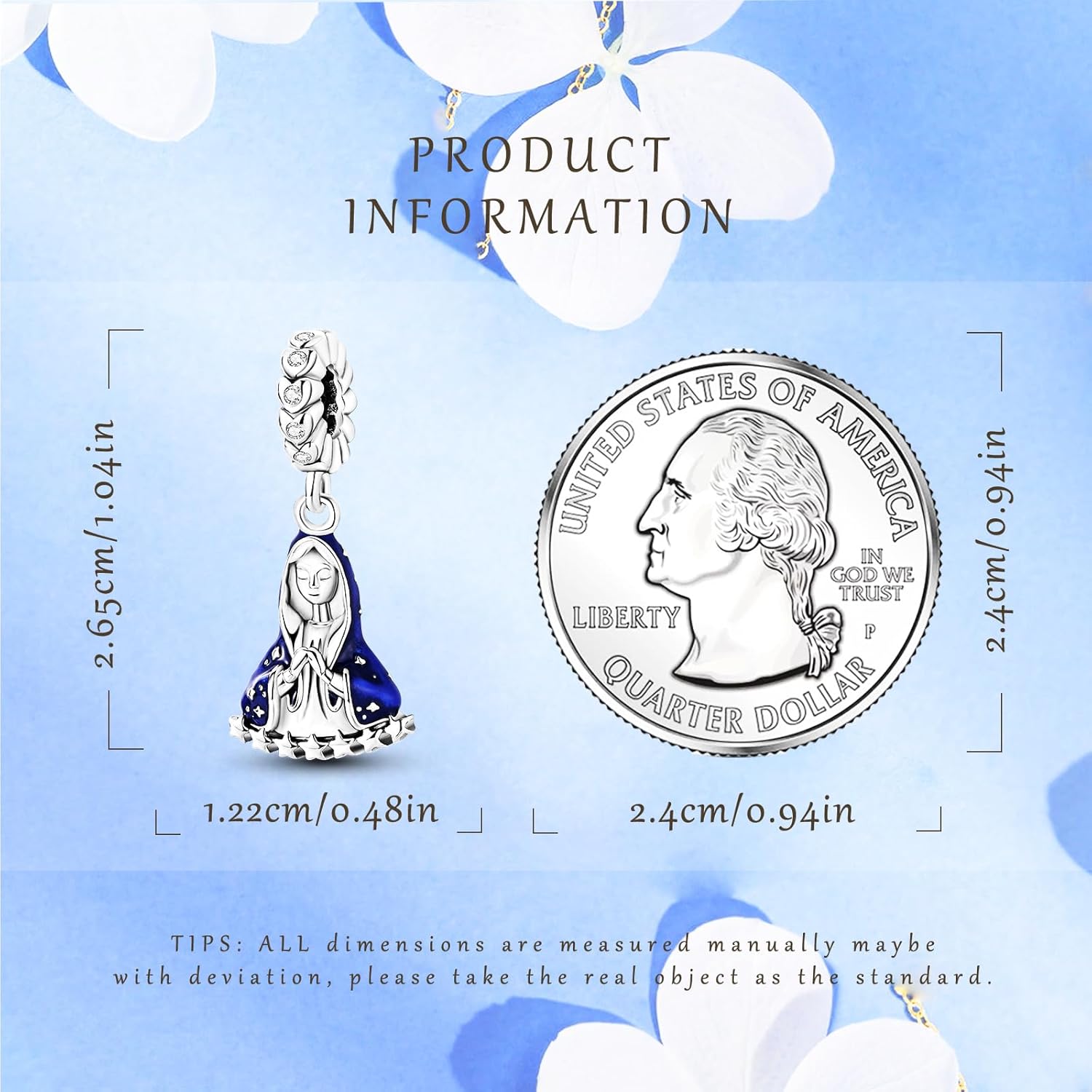 925 Sterling Silver Charms Beads for Bracelets Necklaces Blue Virgin Mary Charms Retro Blessed Mother Lucky Charm Jewelry Gifts for Women - Image 6