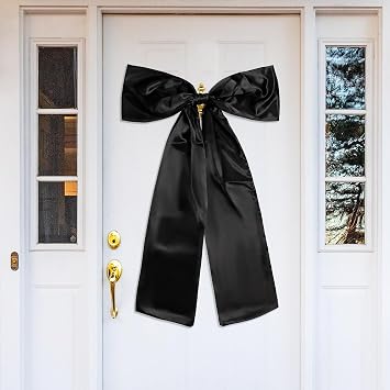 Phoaxul Large Black Bow Birthday Decorations Giant Bow Satin Like Fabric Love Shack Fancy Decor for Girls Room Birthday Party Baby Shower Bridal Shower Photo Backdrop Front Door Wall Decor 24 X 36 in