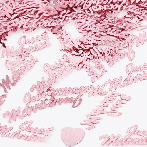 Hrovsur Confeti recién casado para fiesta de boda, oro rosa recién casado, mesa de compromiso con purpurina para decoración de mesa de aniversario