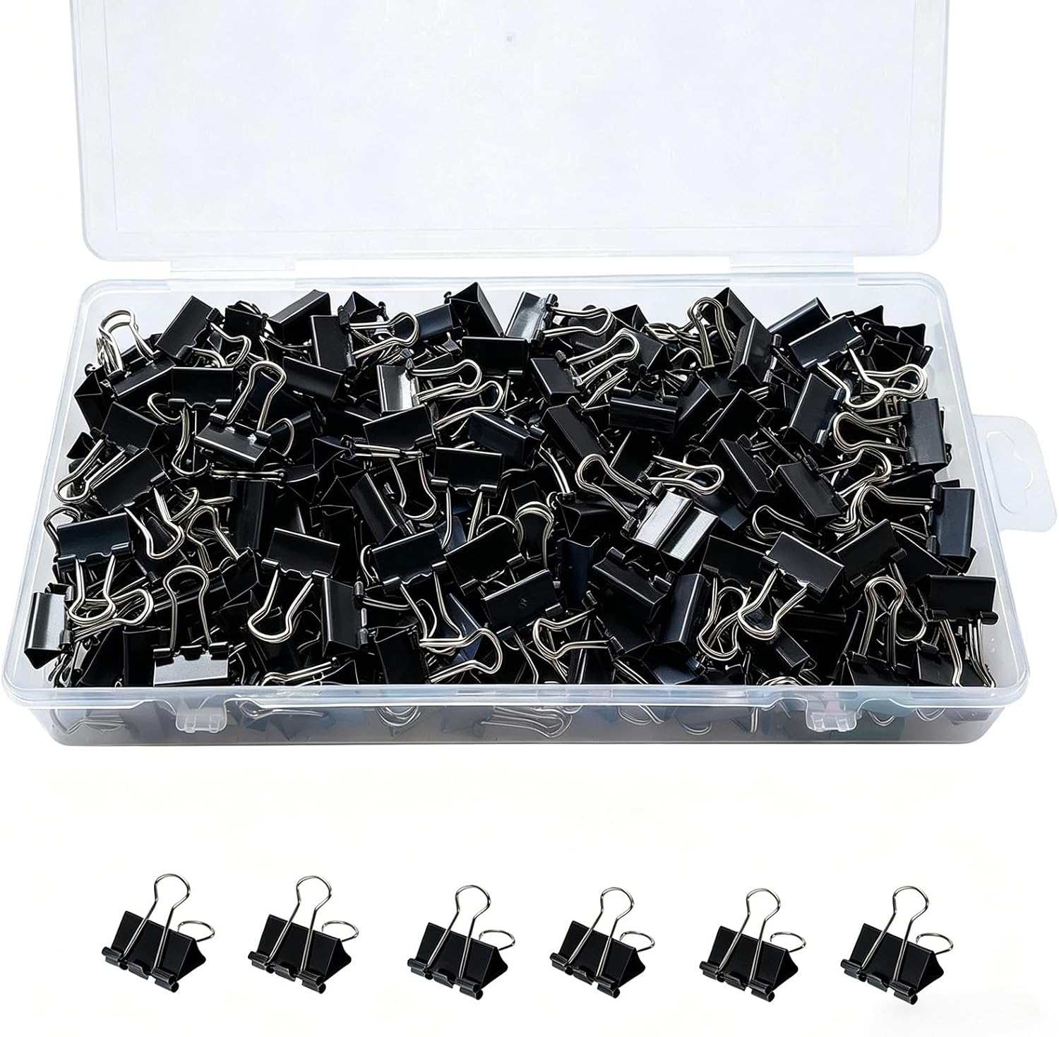 260Pcs Mini Binder Clips Black, 0.59 in/15mm Small Binder Paper Clips Office Clips Office Supplies Desk, Micro Size Cute Binder Clips, Small Paper Clamps for Home School Business (Black)
