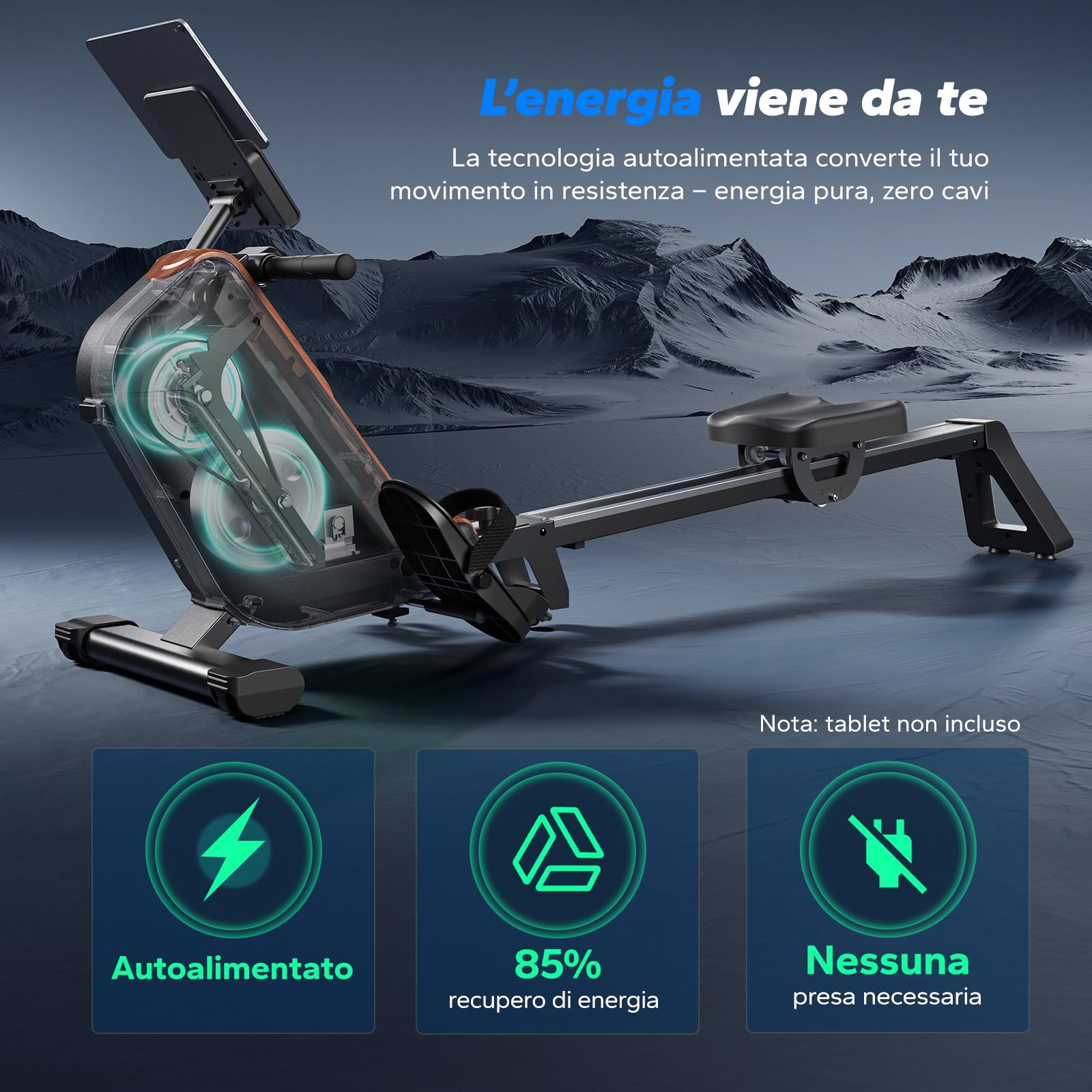 MERACH Vogatore per Casa, Vogatori Magnetici Silenziosi, Binari Migliorati ed Espansi da 130 cm per Movimenti più Liberi, Dotato di APP Esclusiva