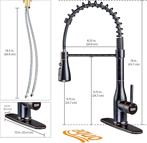 Miniatura 6 de aquo Grifo de cocina este grifo de fregadero de 18 pulgadas de altura fácil de instalar se adapta a una variedad de encimeras de cocina, evitando