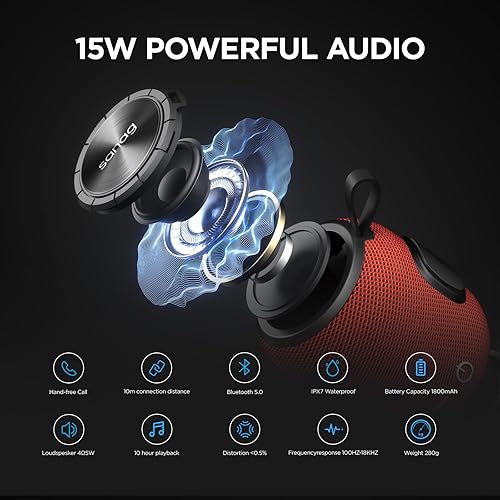 Miniatura 3 de Sanag Altavoz Bluetooth portátil inalámbrico pequeño altavoz estéreo sonido IP67 impermeable para viajes al aire libre hogar y fiesta rojo