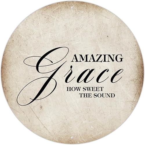 Letrero de metal de aluminio vintage con texto en inglés "Grace How Sweet The Sound" de 12 x 12 pulgadas, letrero de metal de bienvenida retro