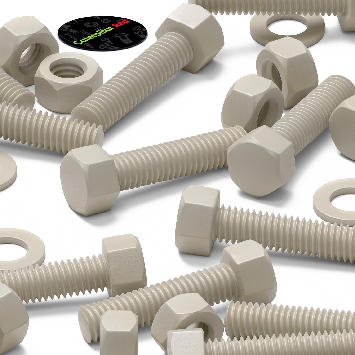 10x Viti a testa esagonale naturali in PPS M5 x 20 mm + dadi & rondelle