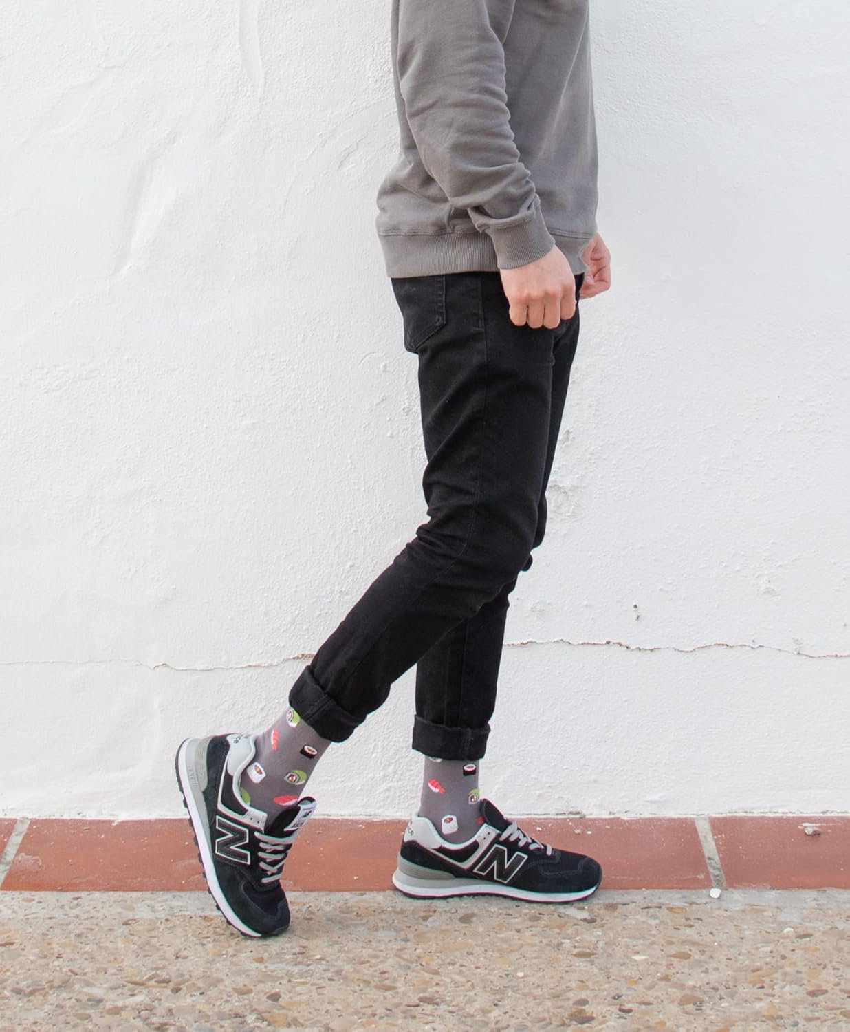 Sushi Gray Socks Men Women - Fun Patterned Cool Funny Happy Colorful Gift Funky Design Graphic Accessories Food Apparel - Image 5