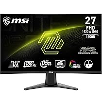 MSI MAG 27C6F Monitor Gaming Curvo 27″ – FHD (1920 x 1080), 180Hz, 0,5 ms, pannello VA 1500R – Adaptive-Sync, connettività DisplayPort 1.2a, HDMI