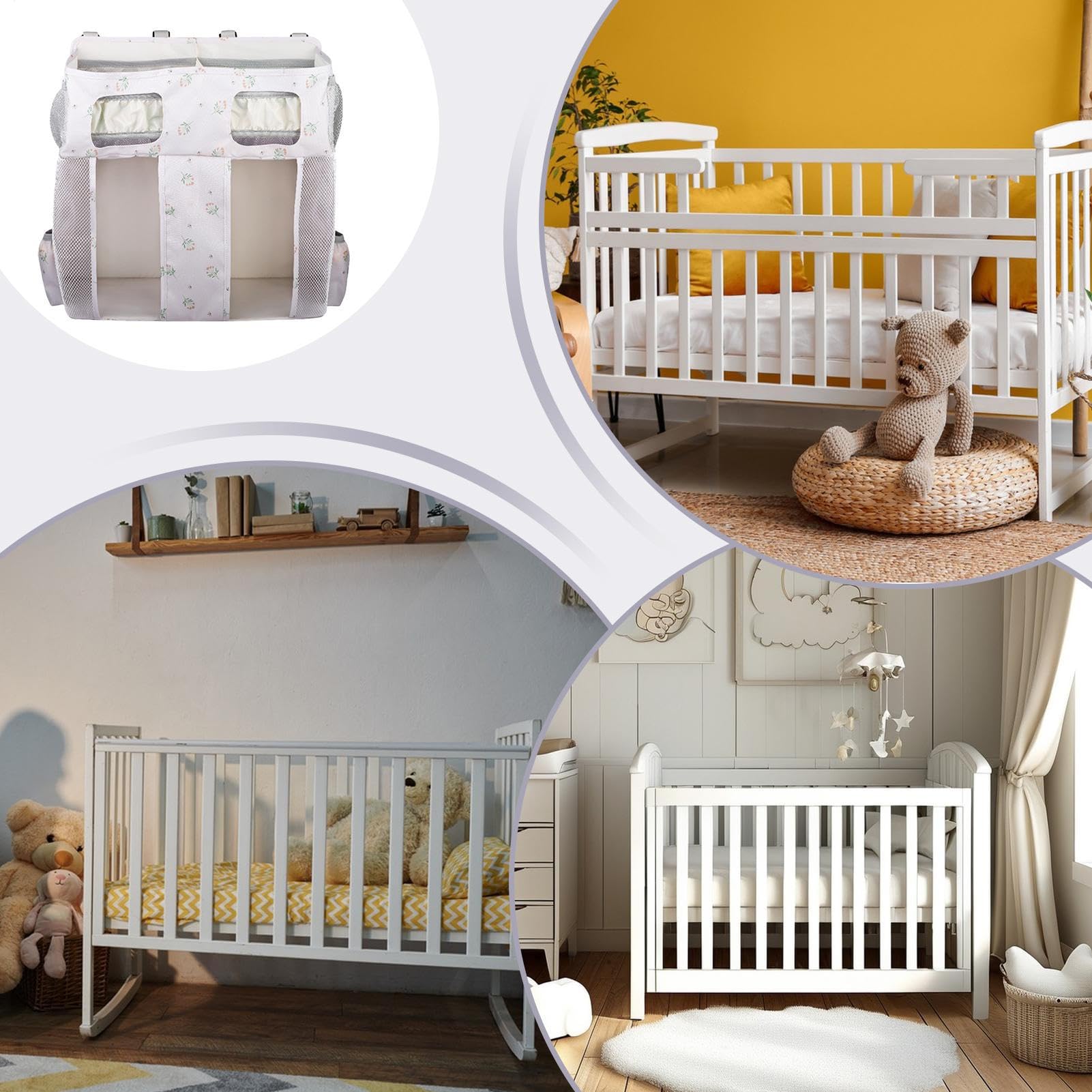 Genérico Organizador Pañales Cuna Oxford Gran Capacidad Multicompartimento | Organizador bolsillos de cuna infantil bolsas guardería Juguetes, Biberón, Babero, Paredes, Cama Infantil, Habitación, Niños