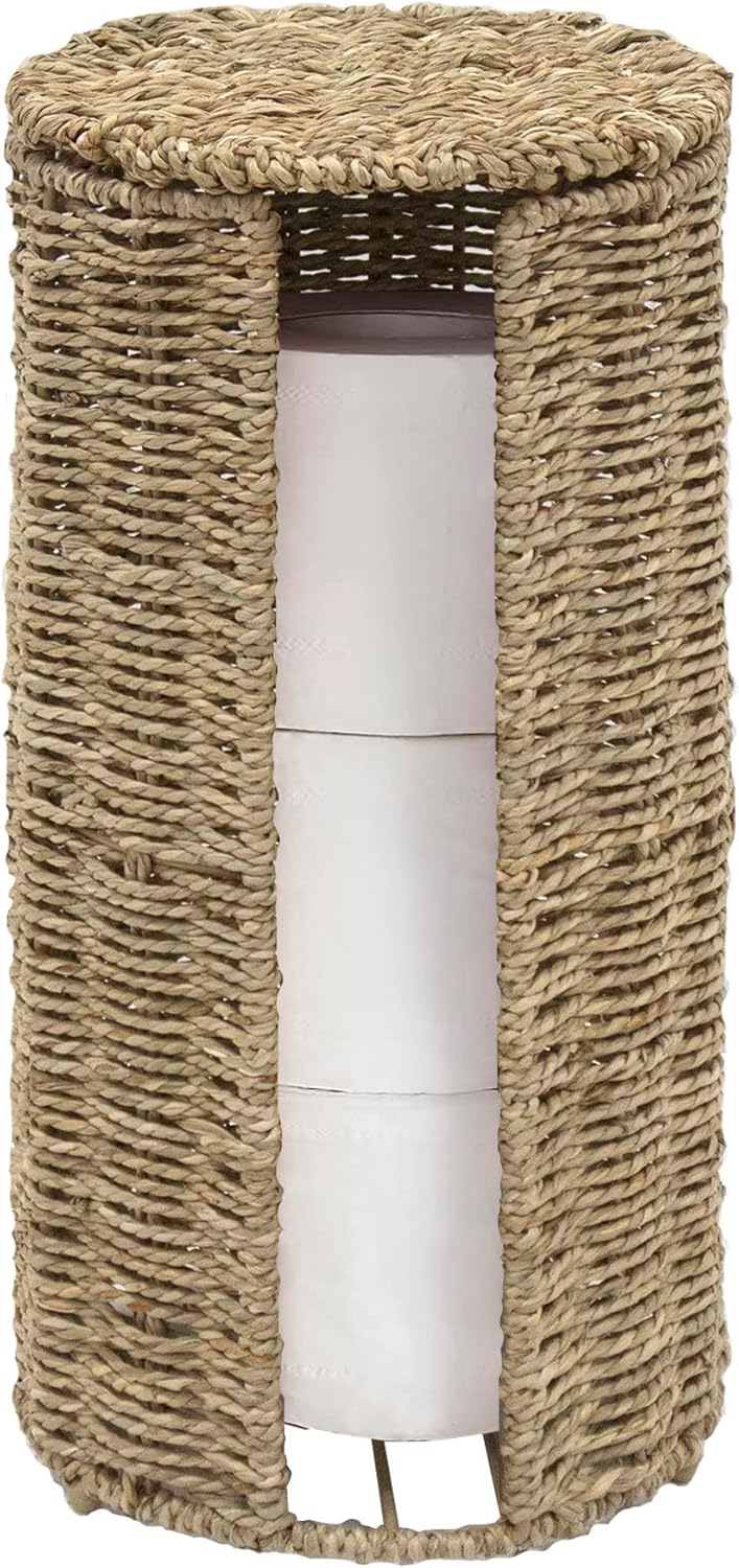 Amazon.com: PEMAR Hand Woven Free Standing Toilet Paper Holder, 3 Rolls ...