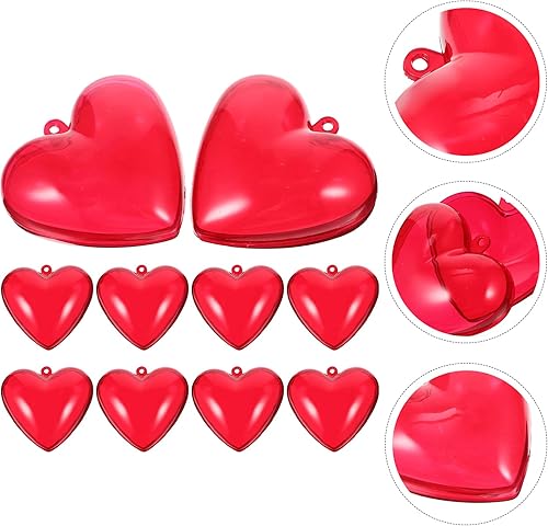 Miniatura 6 de 10 bolas en forma de corazón, adornos de corazón rojo rellenables de acrílico, decoraciones colgantes para el día de San Valentín, Navidad, boda,