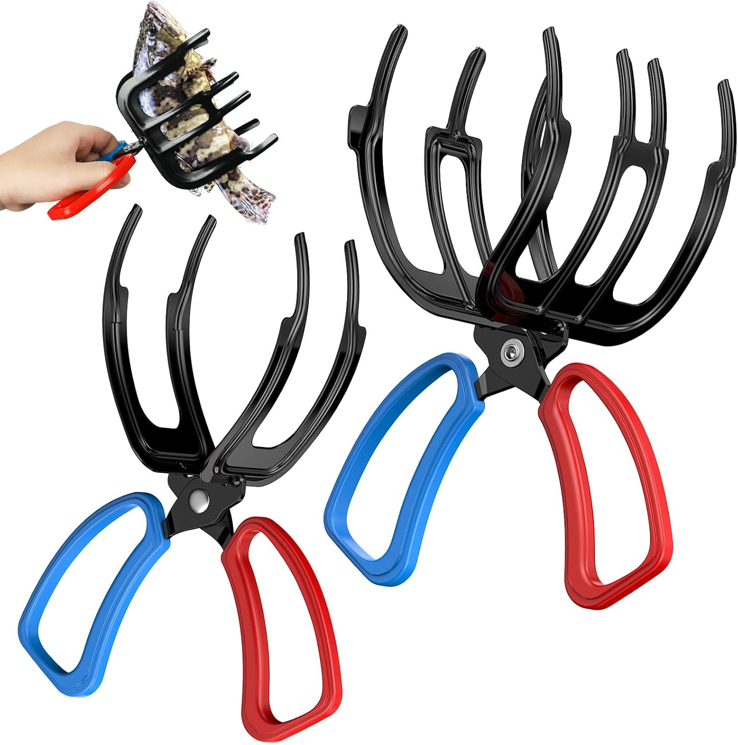 Pawfly 2 & 3 Claw Fish Grippers , Metal Fishing Pliers Grabber Catch Fish | Non-Slip Fish Gripper Tool for Most Freshwater Fish and Crab, Multifunctional Lightweight Fish Control Clamps Fishing Gear