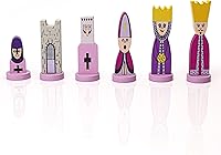 Vista 5 de Pink Chess Set Wooden with Board Educational Adults, Cartoon Board Game Cute