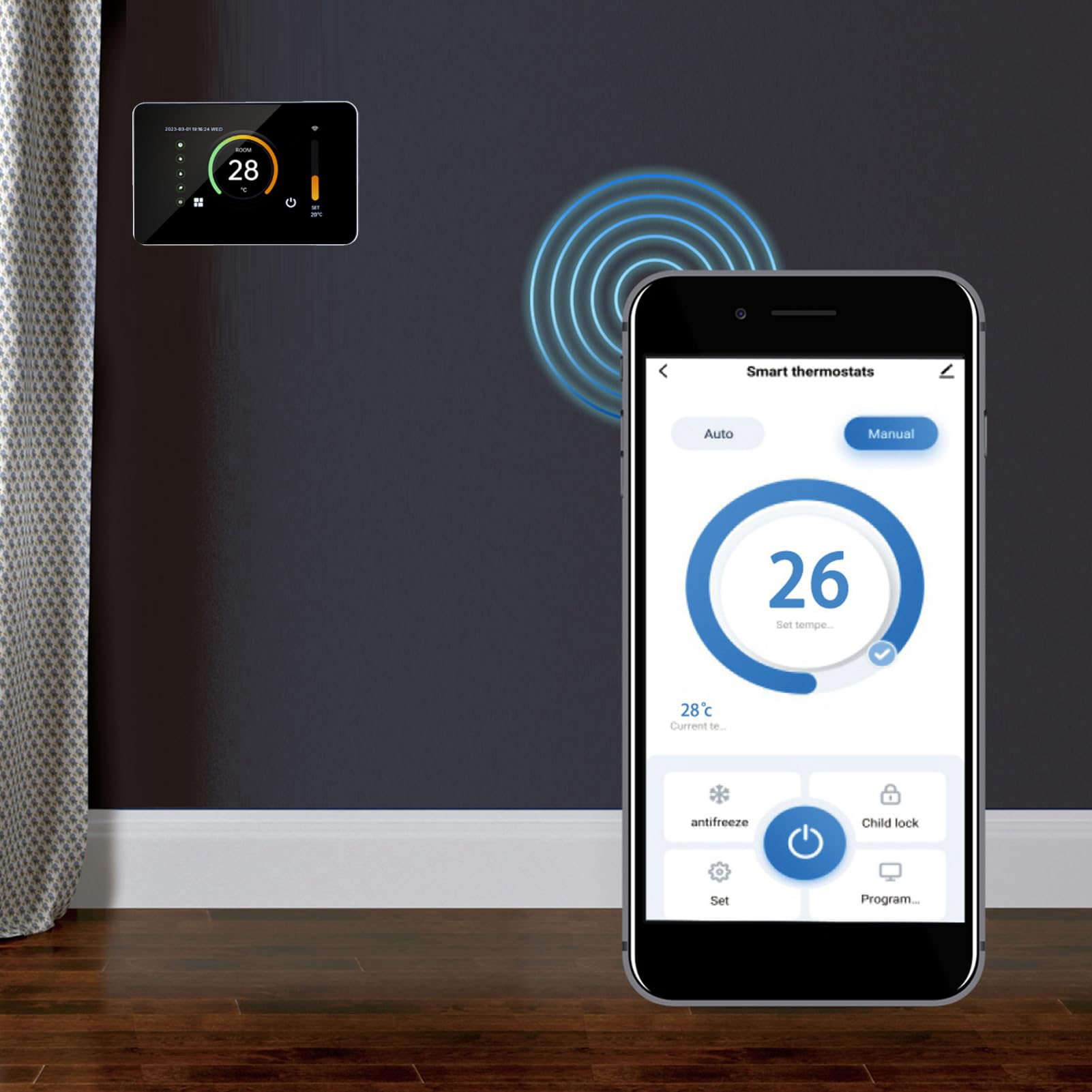 Termostato Inteligente WiFi, Termostato Doméstico Inteligente, Calefacción Eléctrica de Agua por Suelo, Termostato Digital de Control de Teléfono Celular con Pantalla de 4,3 (16A)