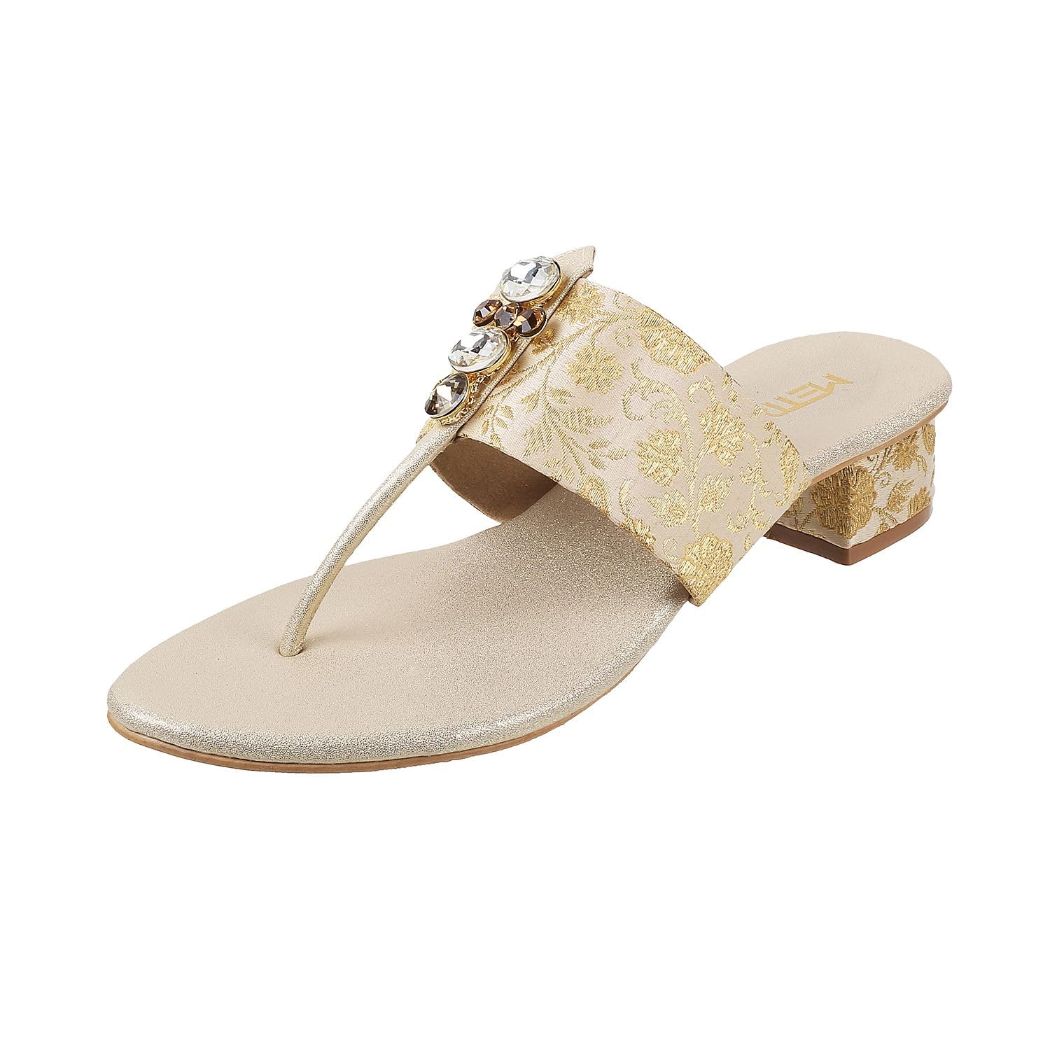 Metro Women Gold Ethnicwear Beaded Block Heel Sandal UK/5 EU/38 (35-810) (B0CKXZFJ7S) Amazon Price History, Amazon Price Tracker