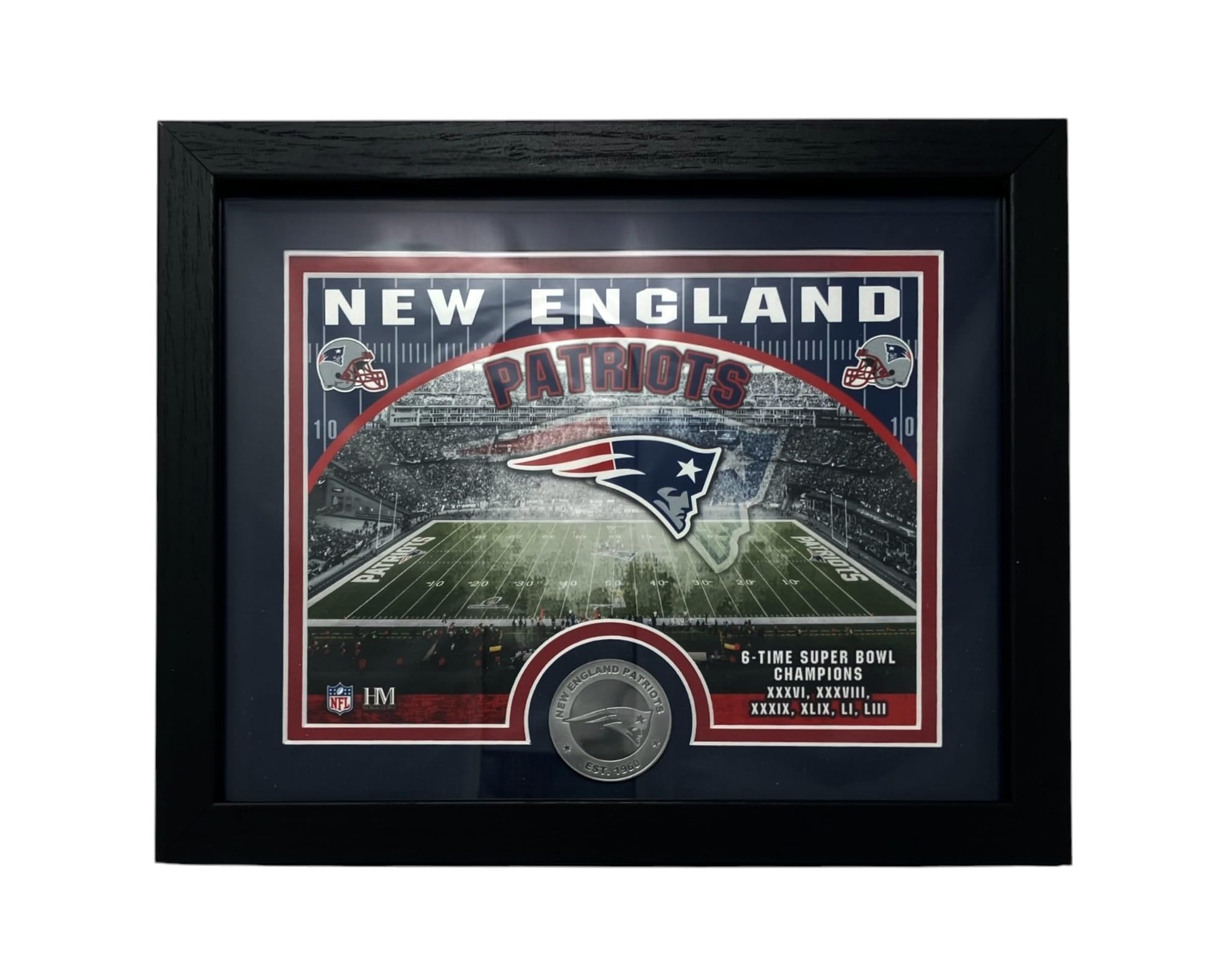 Highland Mint NFL New England Patriots 22,9 x 27,9 cm Stadionmünze Foto Mint