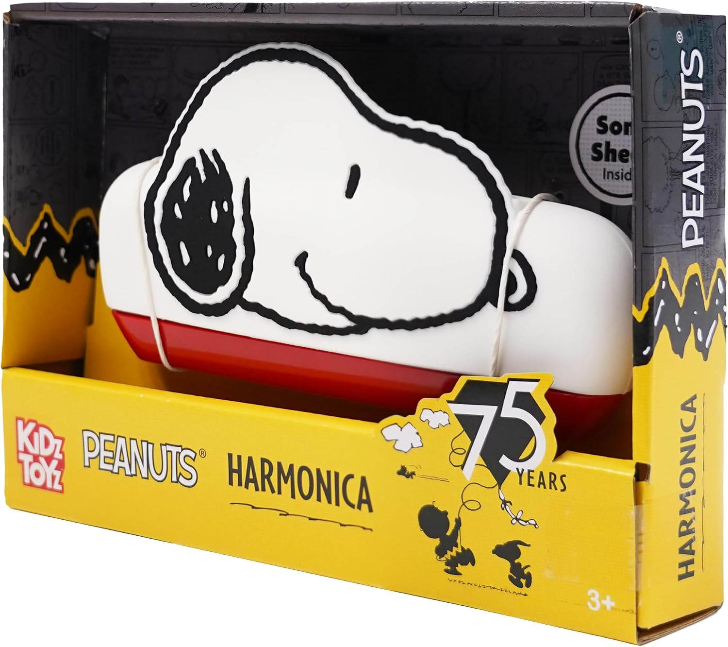 LICENSE 2 PLAY Peanuts Snoopy 4 Note Harmonica, Musical Instrument Toy, Plastic, Character Stylized Silicone Case, 8 x 1.5 x 5.5 Inches, Toddler, 0.36 Pounds