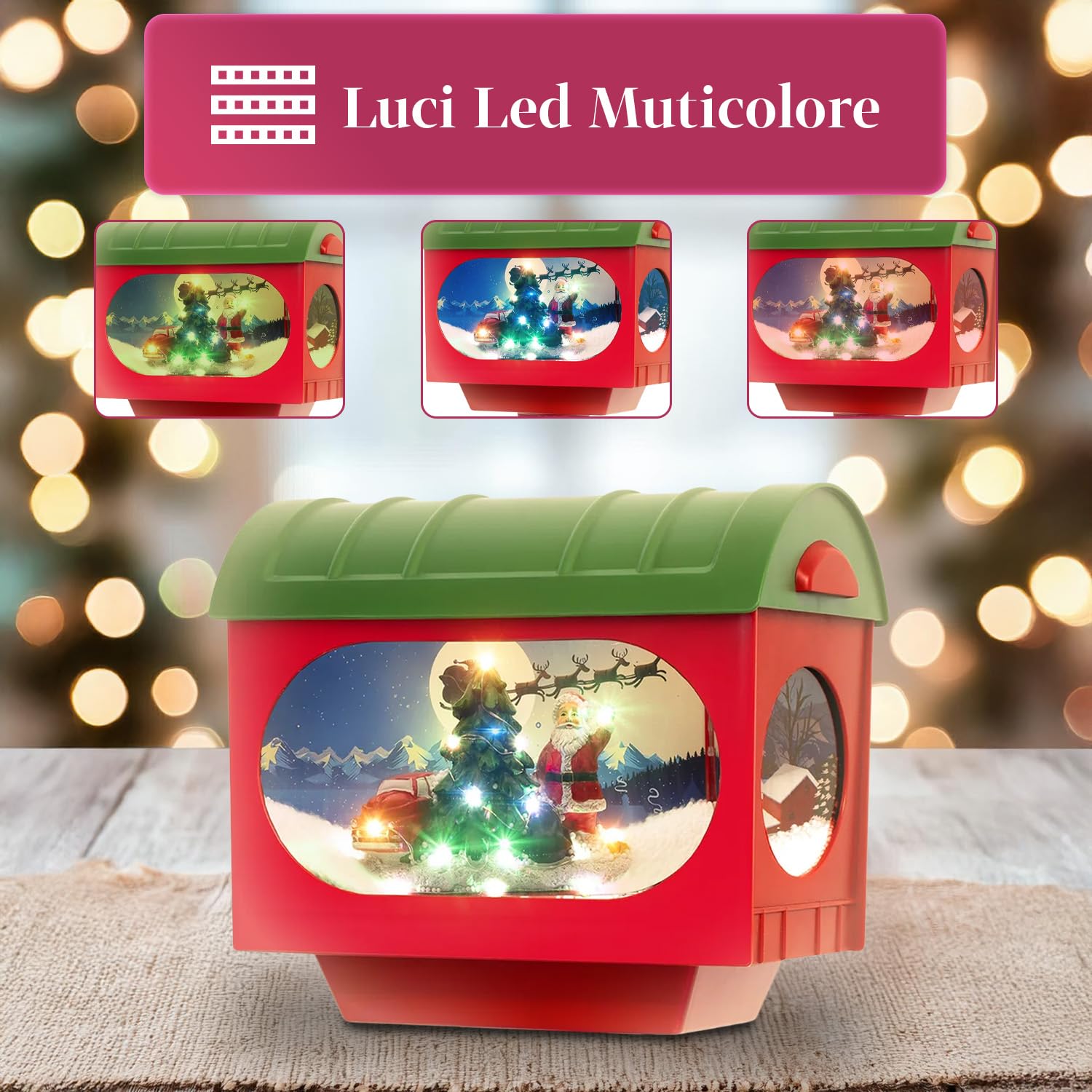 Avilia – Lampione Flash di Natale 160 cm con Musica Movimento Effetto Neve e Luci LED per Addobbi Natalizi da Esterno e Interno, Atmosfera Magica con Luce Calda e Design Fiabesco