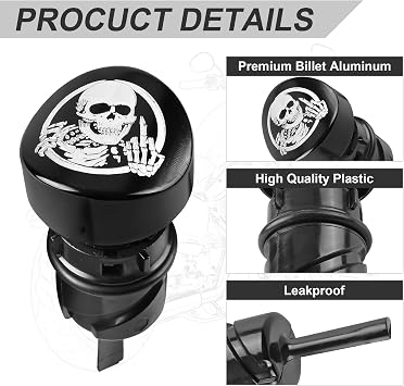 Motorcycle Engine Oil Tank Dipstick for Harley Sportster Iron XL 883 1200 & Forty Eight (2004-2021) Machine Oil Tank Cap Oil Level Indicator (Skull)