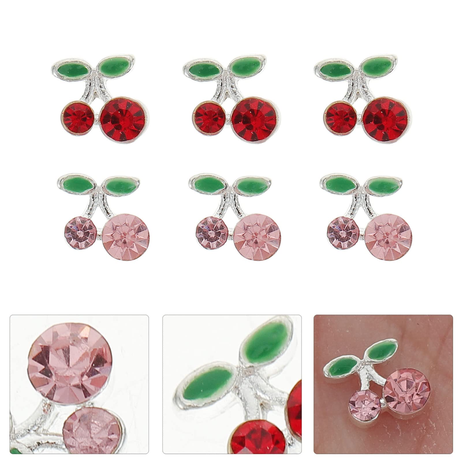 Mipcase 180pièces Charms Cerise Décorations Nail Art Forme De Cerise Bijoux Éclatants Pour Manucure Pour Fêtes Et Événements Spéciaux