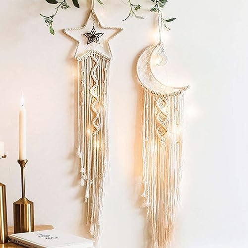 Miniatura 6 de Anillos de metal dorados para atrapasueños, 12 piezas de macramé de metal para manualidades y anillos con forma de círculo de luna y estrella para