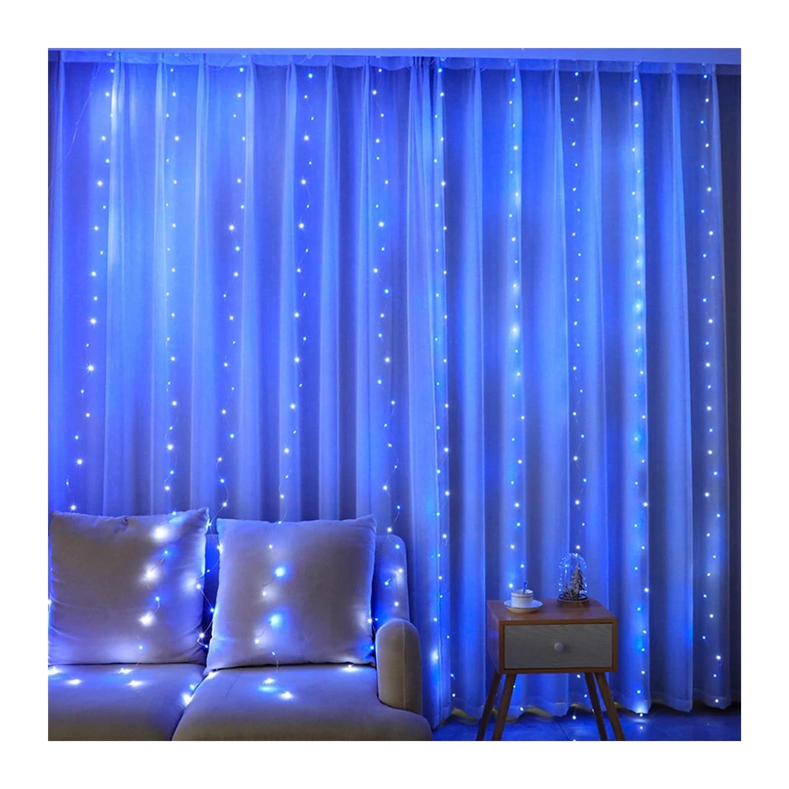 Weihnachts-Lichterkette for Fenster, 300 LEDs, mit Haken for die Wanddekoration im Innenbereich(Multicolor)