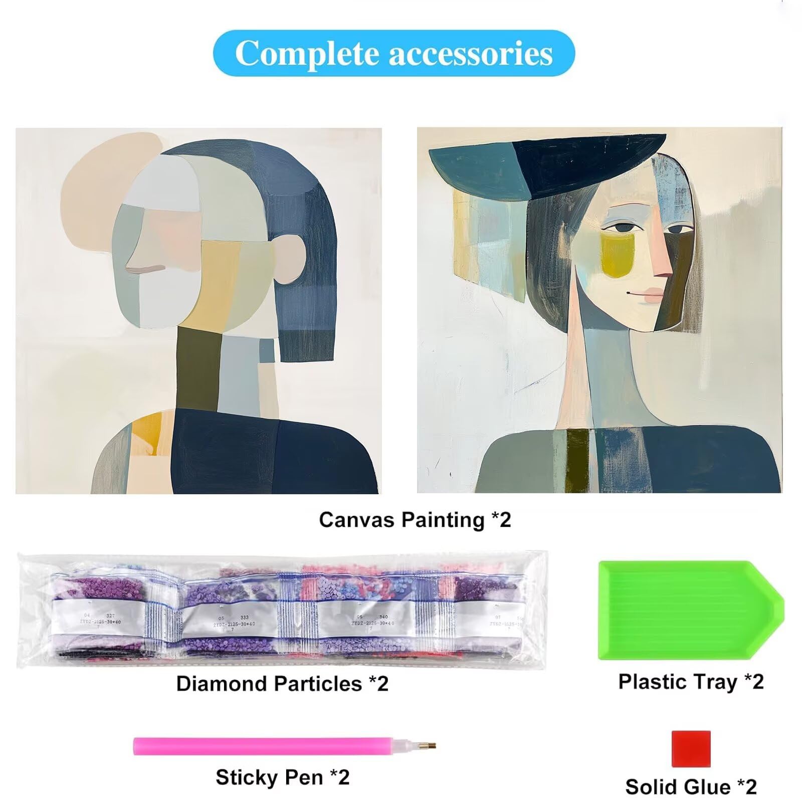 2 sztuki diamentowej abstrakcji, 5D DIY nowoczesne zestawy mozaikowe do malowania diamentowego dla dorosłych początkujących, pełne kwadratowe wiertło, klejnot, kryształ, cekiny, sztuka do dekoracji