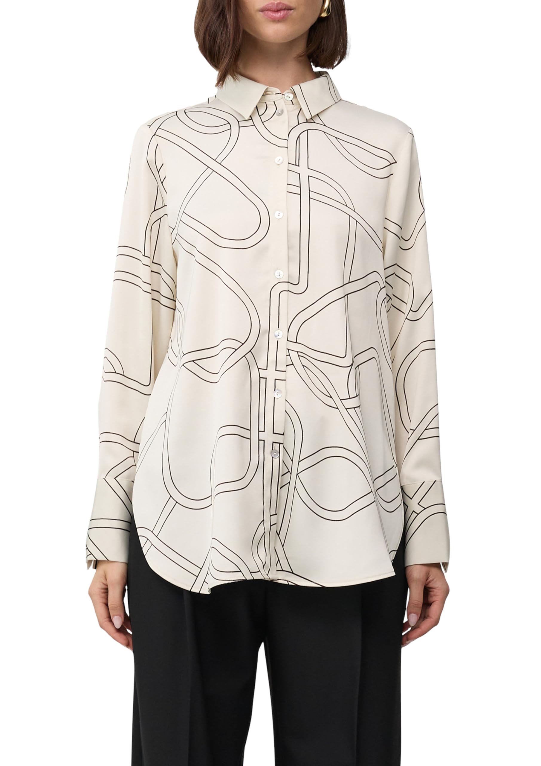 s.Oliver Satin-Bluse mit Binde-Detail am Saum