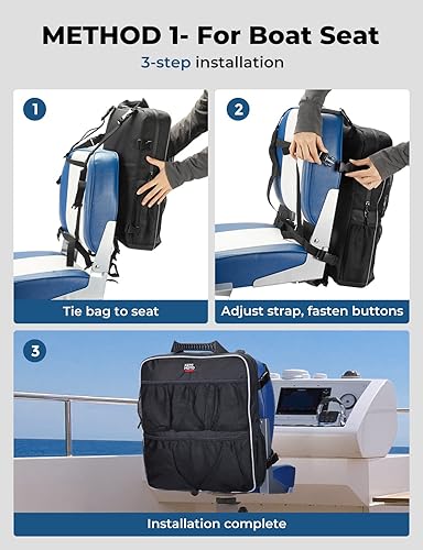 Miniatura 4 de KEMIMOTO Bolsa de almacenamiento para barco, mochila para asiento de barco, organizador de almacenamiento de barco con bolsillos de malla, bolsa de