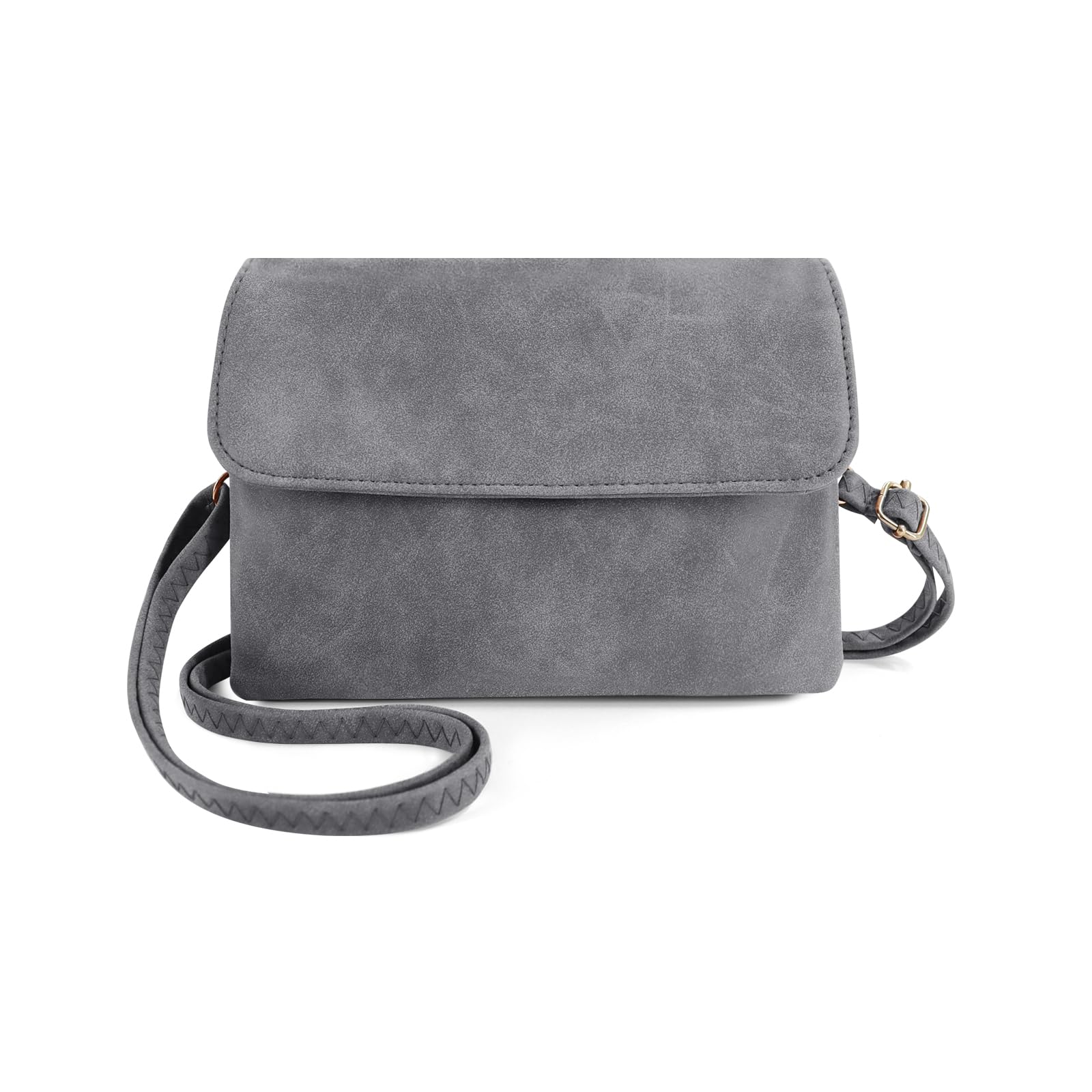 Energather Damen-Umhängetaschen, PU Leder Kleine Handtasche für Frauen und Mädchen, Mini Handtasche Damen Klein, Kleine Schultertasche mit Abnehmbarem Schultergurt für Reise, Arbeit(grau)