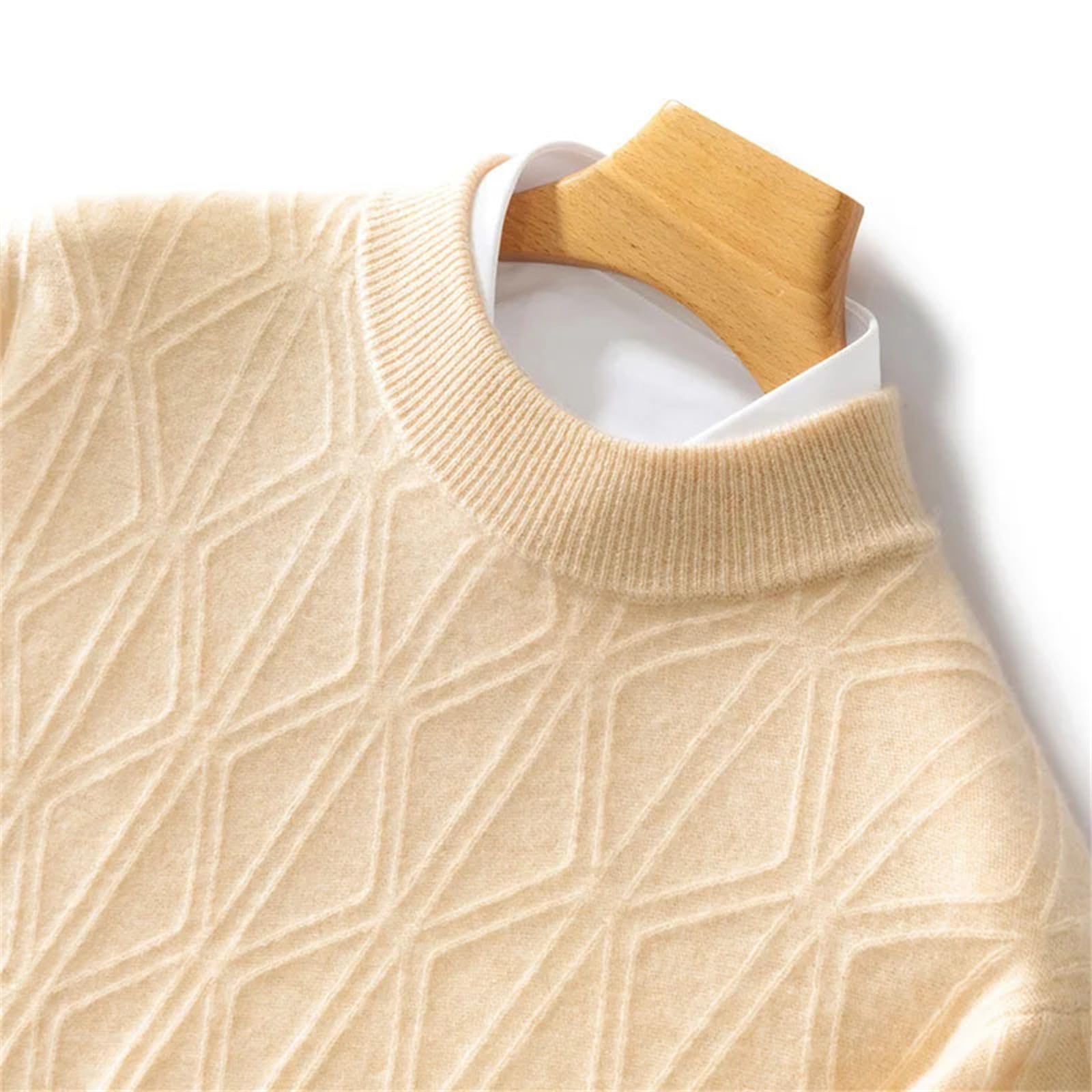 Pullover da uomo in lana merino tinta unita girocollo spesso maglioni sciolti casual da lavoro a maglia maglioni fondamento camicia