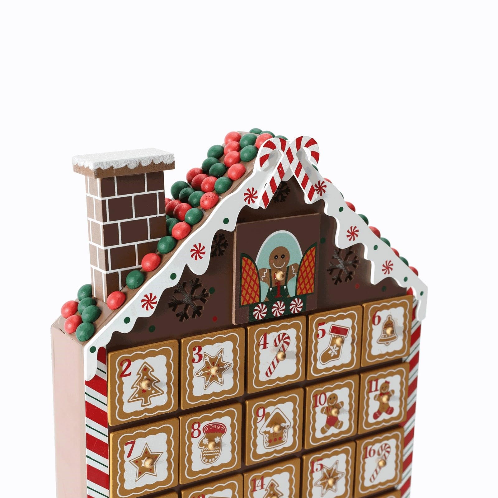 Calendario de Adviento de madera para dulces, joyería, forma de casa, calendario de Adviento de Navidad para niños y adultos, regalo sorpresas, decoración de casa de pastel de jengibre