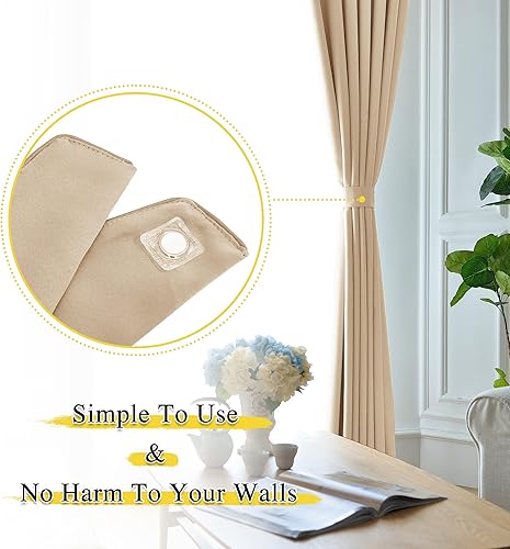 Miniatura 5 de NICETOWN Alzapaños magnéticos fuertes para cortina, estilo moderno y simple, soportes para cortinas de interiorexterior (beige, 11.8 x 4 pulgadas,