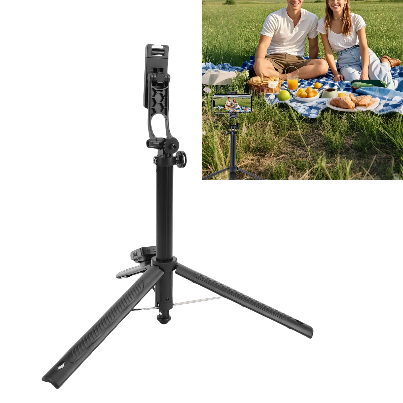 Sxhlseller Trípode Automático, Trípode para Selfie Bluetooth con Pantalla para Selfies WiFi de 2 Pulgadas, Soporte para de Teléfono con Apertura Automática para Grabación de Vídeo de Viajes