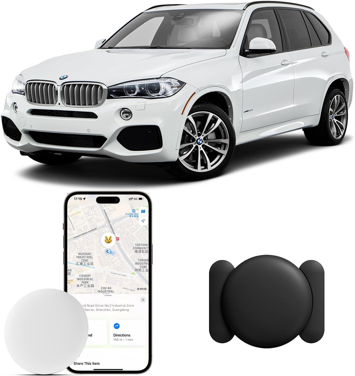 GPS Tracker for Vehicles, 1PCS Real Time Tracker Device for Vehicles, No Monthly Fee Car Tracker, Work with Find My (iOS Only), MINI Vehicle Tracker with Waterproof Case, Super Magnetic