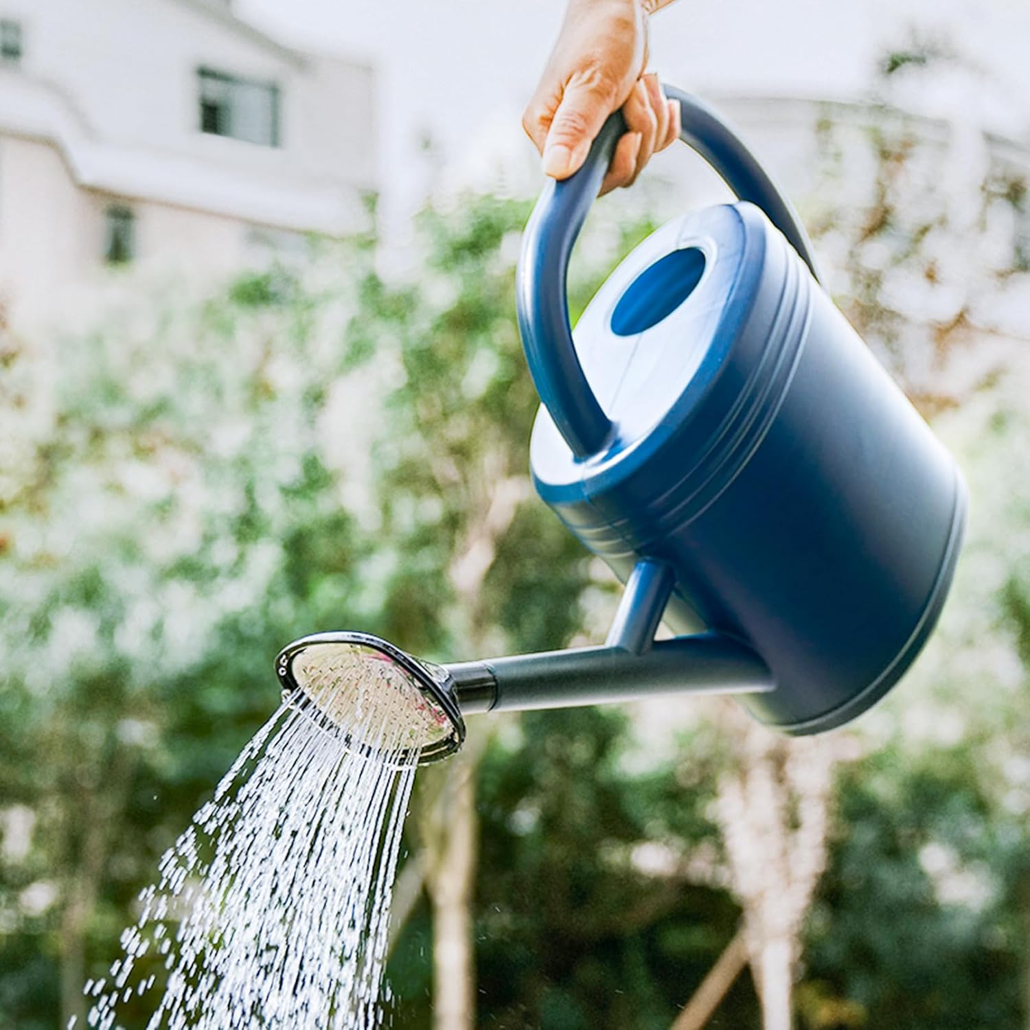 Luwint Watering Can Plants, Plastic Watering Pot with Long Spout & Detachable Shower Head 0.8 Gallon / 3 L for Indoor Outdoor Plants Flower Garden (Blue)