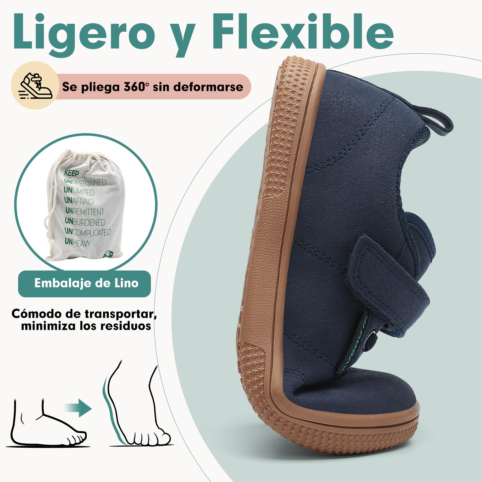 SAGUARO Zapatillas Barefoot Casual para Niños con Suela Plana y Puntera Ancha, 25–35 EU